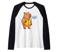 Funny Capybara Hawaiian Aloha Tropical Summer Vacation Vibe Raglan Baseball Tee