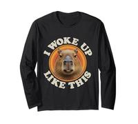 Funny Capybara I Woke Up Like This Sleepy Tired Mood Long Sleeve T-Shirt