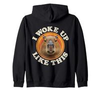 Funny Capybara I Woke Up Like This Sleepy Tired Mood Zip Hoodie
