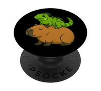 Funny Capybara Iguana Animal Lover Zoo Day Boys Girls Kids PopSockets Adhesive PopGrip