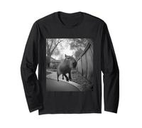 Funny Capybara Jumping on Trampoline Forest Animal Graphic Long Sleeve T-Shirt
