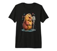 Funny Capybara Mic Costume for Singing and Karaoke Lovers Premium T-Shirt