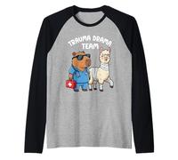Funny Capybara Nurse Llama Patient Trauma Drama Team Medical Raglan Baseball Tee