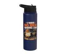 Funny Capybara Off-Road I Have No Idea Where I Am Map Camper Stainless Steel Insulated Water Bottle