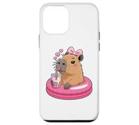 Funny Capybara on Pool Float Drinking Boba Bubble Tea Case for iPhone 12 mini