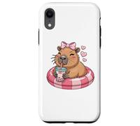 Funny Capybara on Pool Float Drinking Boba Bubble Tea Case for iPhone XR