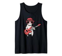 Funny Capybara Playing Guitar Retro Rock Music Cute Capybara Tank Top