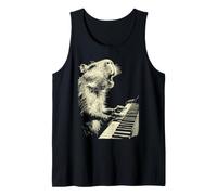 Funny Capybara Playing Piano Animal Musician Pianist Graphic Tank Top