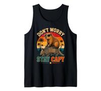 Funny Capybara Riding Armadillo Funny Don't Worry Stay Capy Tank Top