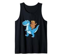 Funny Capybara Riding Dinosaur Cute T Rex Dino Boys Kids Tank Top