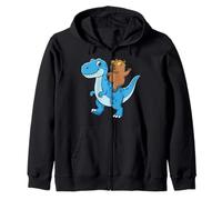 Funny Capybara Riding Dinosaur Cute T Rex Dino Boys Kids Zip Hoodie
