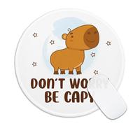 Funny Capybara Round Mouse Pad, Don't Worry Be Capy Mousepad for Desk, Cute Animal Mouse Mat with Non-Slip Rubber Base, Capybara Gifts, Office Humor Gifts for Coworker Friend Capybara Lover