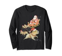 Funny Capybara Santa Xmas Christmas Capybara Reindeer Santa Long Sleeve T-Shirt