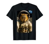 Funny Capybara Selfie Astronaut In Space On The Moon T-Shirt
