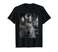 Funny Capybara Selfie with Ghosts Haunted Forest Halloween T-Shirt