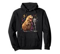 Funny Capybara Singing Costume for Karaoke Lovers Pullover Hoodie