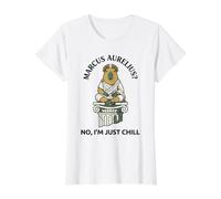 Funny Capybara Stoic Philosopher Marcus Aurelius Chill Value Graphic T-Shirt, Women, White, XS
