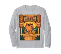 Funny Capybara Tiki Bar Hawaiian Aloha Tropical Summer Tee Long Sleeve T-Shirt