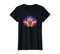 Funny Capybara UFO Cosmic Rodent Alien Abduction Value Graphic T-Shirt, Women, Black, S