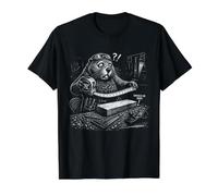 Funny Capybara Woodworker Measuring Wood Graphic Value Graphic T-Shirt, Men, Black, M