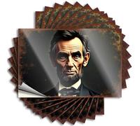 Funny Car Decals Abraham Lincoln: A Portrait of Leadership and History Stickers 10Pcs Prank Stickers Prank Bumper Stickers(8X12CM)