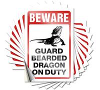 Funny Car Decals Beware! Guard Bearded Dragon On Duty Funny Sticker 10 Pcs Hardhat Stickers and Decals Stickers for Your Car(8X12CM)