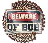 Funny Car Decals Beware of Bob Funny Sticker 10 Pcs Truck Stickers for Men Little Man Cave Sign(12X18CM)