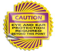Funny Car Decals Caution Eye and Ear Protection Required Beyond This Point Stickers 10Pcs Sticker for Car Window Prank Stickers for Adults(6X9CM)
