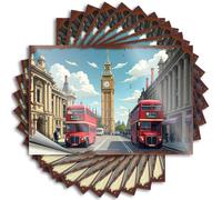 Funny Car Decals London Streets: Red Buses, Big Ben, and Historical Architecture Stickers 10Pcs Car Stickers for Windows Men Decor(12X18CM)