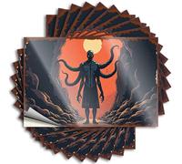 Funny Car Decals Monstrous Figure with Tentacles Emerging from A Fiery Cave Stickers 10Pcs Car Stickers for Windows Men Decor(8X12CM)