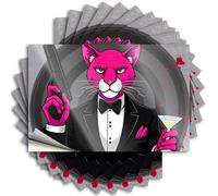 Funny Car Decals Pink Panther in Tuxedo Holding Gun and Martini. Stickers 10Pcs Stickers for Your Car Bar Accessories Man Cave(8X12CM)