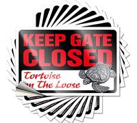 Funny Car Decals Please Close The Gate Tortoise On The Loose Funny Sticker 10 Pcs Stickers Funny Adult No Stupid People Sign(12X18CM)