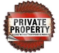 Funny Car Decals Private Property: Unauthorized Access Forbidden Sign Stickers 10Pcs Decor for Man Cave Car Sticker Pack(12X18CM)