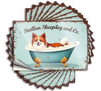 Funny Car Decals Shetland Sheepdog Relaxing in A Bubble Bath Stickers 10Pcs Decor for Man Cave Car Sticker Pack(6X9CM)