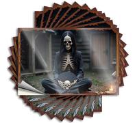 Funny Car Decals Skeleton in Meditation: A Haunting Serenity Stickers 10Pcs Funny Truck Stickers Funny Stickers for Adults(8X12CM)
