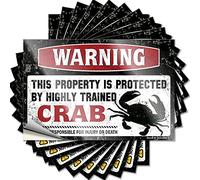 Funny Car Decals Warning This Property is Protected By A Highly Trained Crab Funny Sticker 10 Pcs Man Cave Sign Funny Car Stickers for Women(12X18CM)