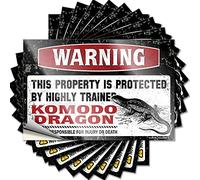 Funny Car Decals Warning This Property is Protected By A Highly Trained Komodo Dragon Funny Sticker 10 Pcs Stickers for Cars Funny Bumper Sticker(12X18CM)