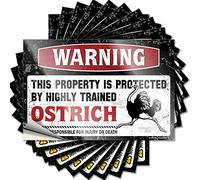 Funny Car Decals Warning This Property is Protected By A Highly Trained Ostrich Funny Sticker 10 Pcs Man Cave Sign Funny Car Stickers for Women(12X18CM)