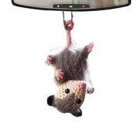 Funny Car Decor - Handmade Knitted Mice Car Pendant | Acrylic 2d Flat Rearview Mirrors Accessories, Knitted Animal Car Pendant, Car Decor Unique Car Pendant & Charm for Family Friends Colleagues