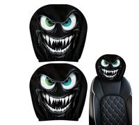 Funny Car Seat Headrest Cover, 2Pcs Stretch Car Headrest Protector, Halloween Scary Head Rest Cover For Cars, Automotive Seat Hat, For Daily Taxi Family Truck Van Auto