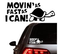 Funny Car Sticker Moving As Fast As I Can Turtle Bumper Window Vinyl Slow moving Lorry Eldery Motorhome JDM Laptop Fun Gift Race L R Learning Caravan Van meme Auto Vehicle Gift Humerious Decal (White)