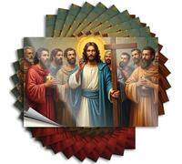 Funny Car Stickers A Group of Men Carrying A Cross, with One Man in Blue Robes Leading Them. Stickers 10Pcs Man Cave Sign Decor Bumper Sticker(8X12CM)