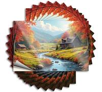 Funny Car Stickers Autumn Serenity: A Cozy Cabin in The Valley Stickers 10Pcs Bar Signs for Home Decor Stickers Girls(6X9CM)