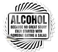Funny Car Stickers Because No Great Story Ever Started with Someone Eating A Salad Funny Sticker 10 Pcs Bar Accessories Man Cave Car Stickers(12X18CM)