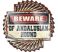 Funny Car Stickers Beware of Andalusian Hound Funny Sticker 10 Pcs No Stupid People Sign Sticker Box(12X18CM)