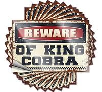 Funny Car Stickers Beware of King Cobra Funny Sticker 10 Pcs Halloween Car Stickers Tool Box Stickers(6X9CM)