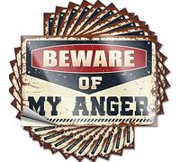 Funny Car Stickers Beware of My Anger Funny Sticker 10 Pcs No Stupid People Sign Sticker Box(8X12CM)