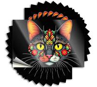 Funny Car Stickers Colorful Floral Cat Face Art Stickers 10Pcs Funk Around and Find Out Sticker Funny Stickers(8X12CM)