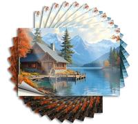 Funny Car Stickers Cozy Cabin by The Lake in Autumn Stickers 10Pcs Funk Around and Find Out Sticker Funny Stickers(12X18CM)