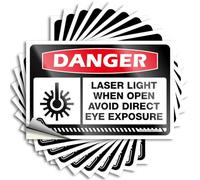 Funny Car Stickers Danger Laser Light When Open Avoid Direct Eye Exposure Stickers 10Pcs Funny Sogns Car Stickers(6X9CM)